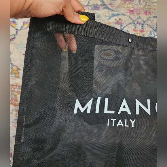 NWOT Black Mesh Travel MILANO Tote Bag - Picture 5 of 8